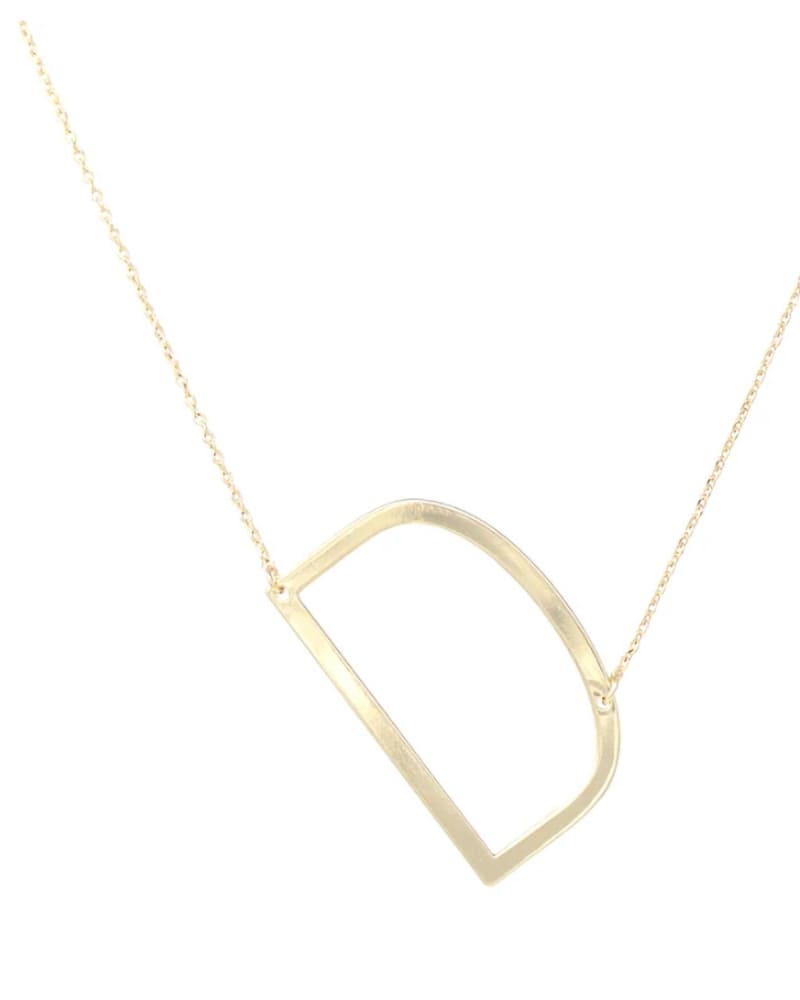 Front of a size O/S Sideways Initial Necklace in Gold in Gold by U.S. Jewelry House. | dia_product_style_image_id:330867